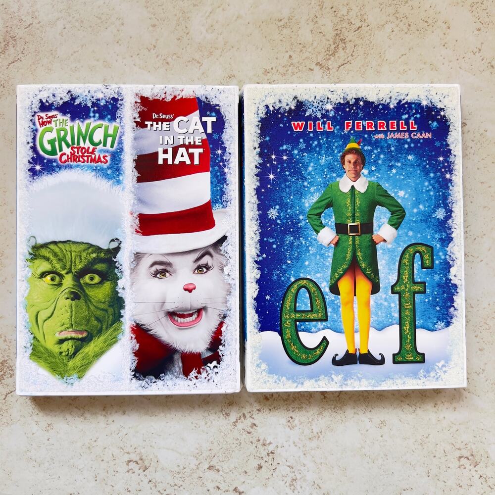 Bundle: How The Grinch Stole Christmas / The Cat in the Hat / Elf (DVDs) NEW!